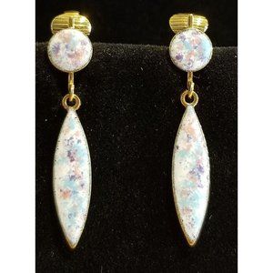 **Vintage NOS Dainty Delicate Enamel on Copper Dangle Earrings**